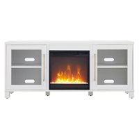 Camden&Wells - Foster Crystal Fireplace TV Stand for TVs Up to 65" - White - Front_Zoom