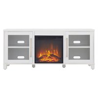 Camden&Wells - Foster Log Fireplace TV Stand for TVs Up to 65" - White - Front_Zoom