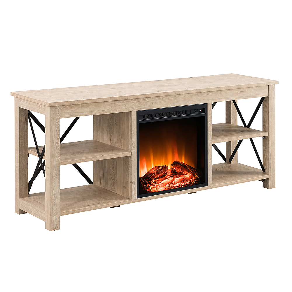 Angle View: Camden&Wells - Sawyer Log Fireplace TV Stand for TVs Up to 65" - White Oak