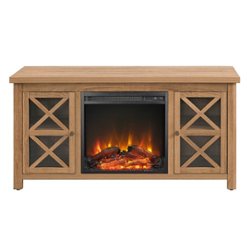 Camden&Wells - Colton Log Fireplace TV Stand for TVs Up to 55" - Golden Oak - Front_Zoom
