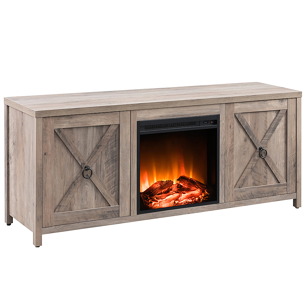 Angle View: Camden&Wells - Granger Log Fireplace TV Stand for TVs Up to 65" - Gray Oak