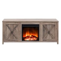 Camden&Wells - Granger Log Fireplace TV Stand for TVs Up to 65" - Gray Oak - Front_Zoom