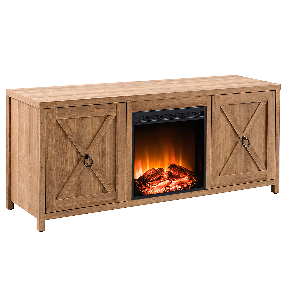 Angle View: Camden&Wells - Granger Log Fireplace TV Stand for TVs Up to 65" - Golden Oak
