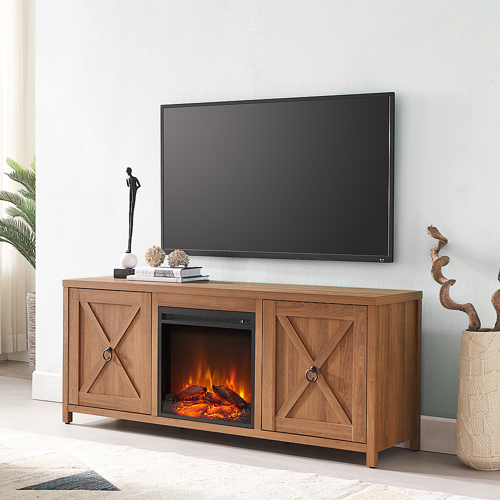 Camden Wells Granger Log Fireplace Tv, Chimney Free Electric Fireplace Tv Stand