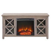 Camden&Wells - Colton Log Fireplace TV Stand for TVs Up to 55" - Gray Oak - Front_Zoom