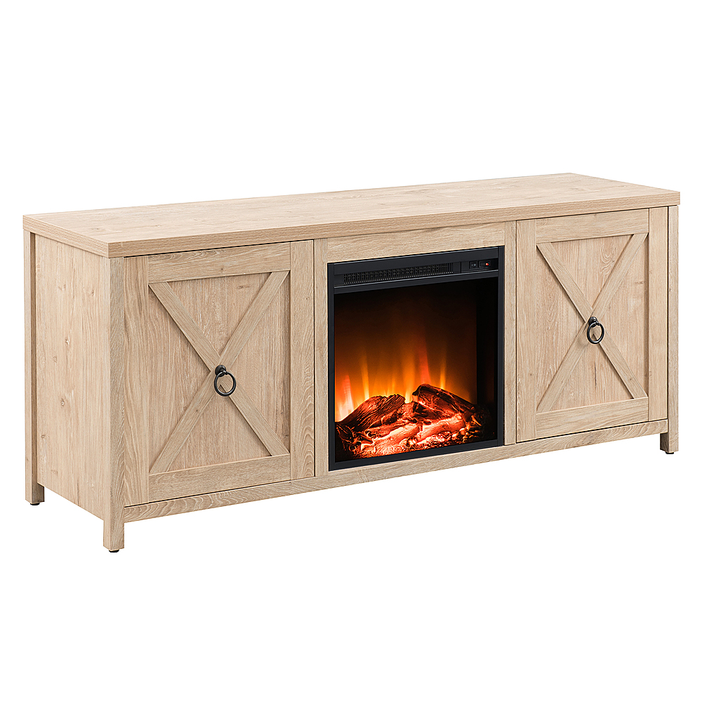 Angle View: Camden&Wells - Foster Log Fireplace TV Stand for TVs Up to 65" - White Oak