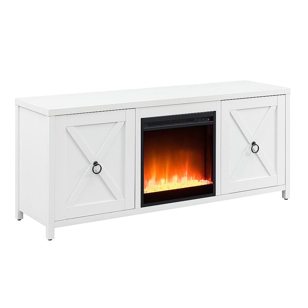 Angle. Hudson&Canal - Granger Crystal Fireplace TV Stand for TVs Up to 65" - White.