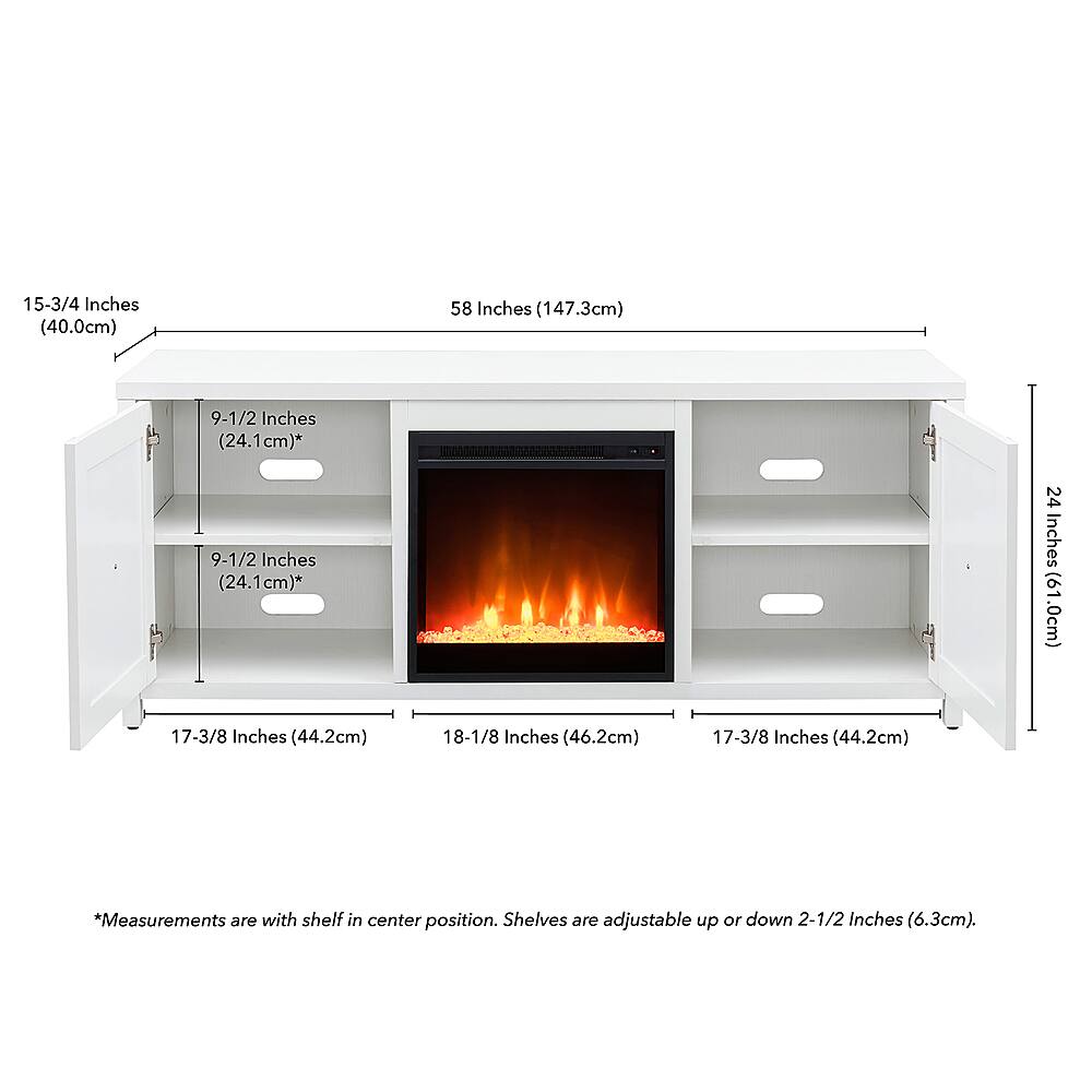 Alt View 11. Hudson&Canal - Granger Crystal Fireplace TV Stand for TVs Up to 65" - White.