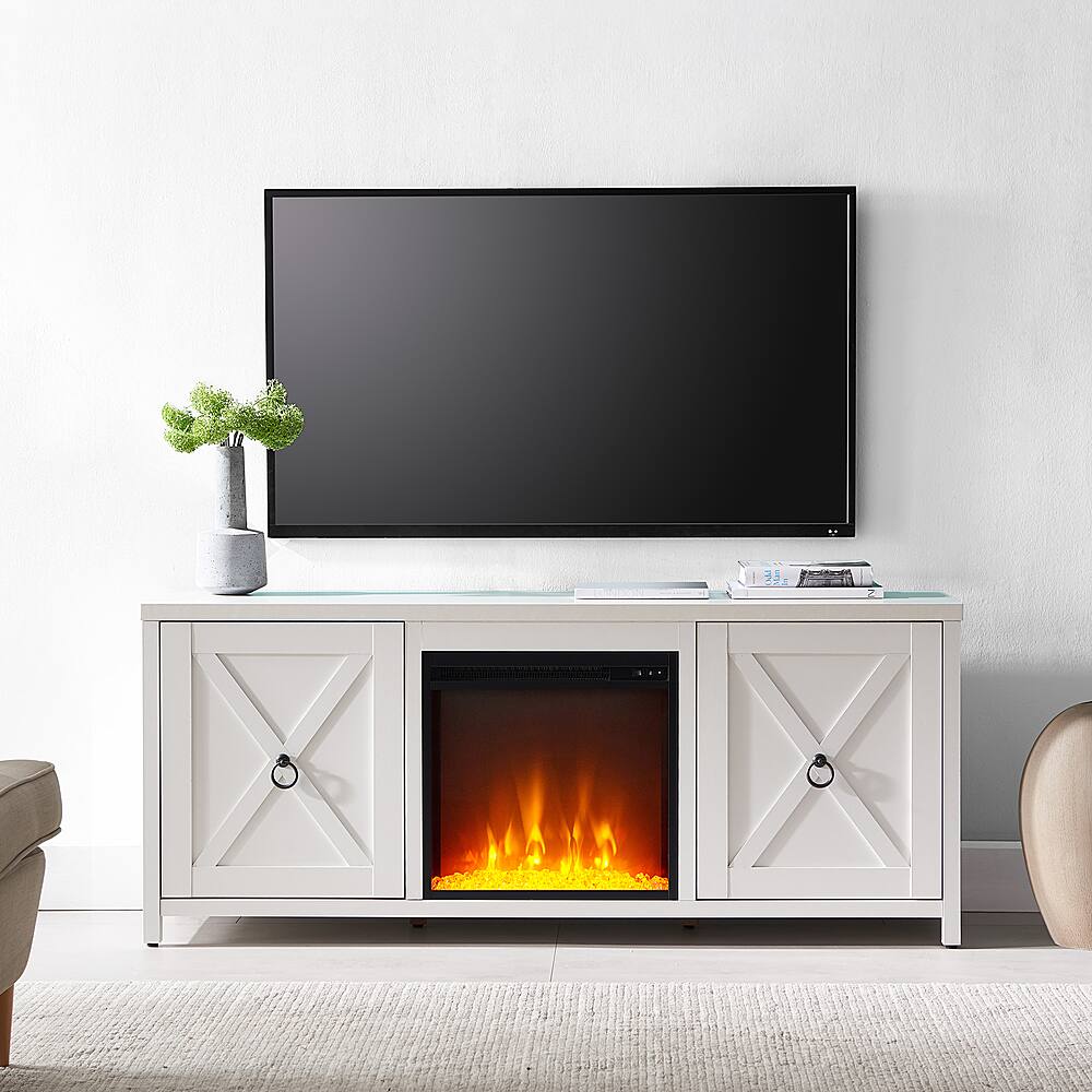 Alt View 33. Hudson&Canal - Granger Crystal Fireplace TV Stand for TVs Up to 65" - White.