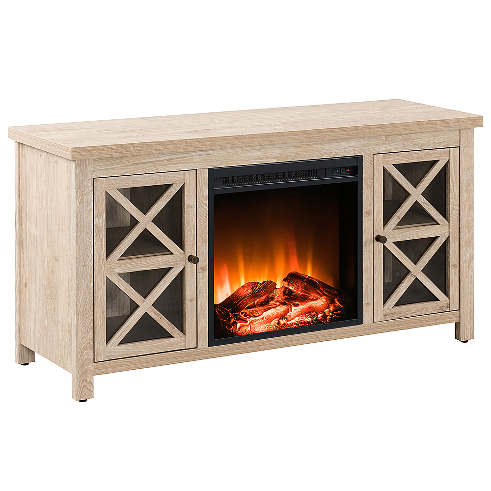 Angle View: Camden&Wells - Colton Log Fireplace TV Stand for TVs Up to 55" - White Oak