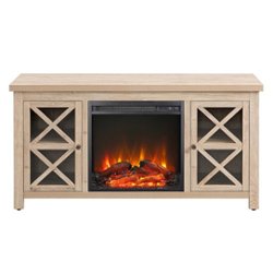 Camden&Wells - Colton Log Fireplace TV Stand for TVs Up to 55" - White Oak - Front_Zoom