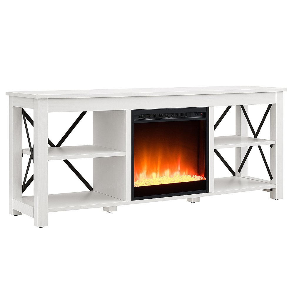 Angle View: Camden&Wells - Sawyer Crystal Fireplace TV Stand for TVs Up to 65" - White