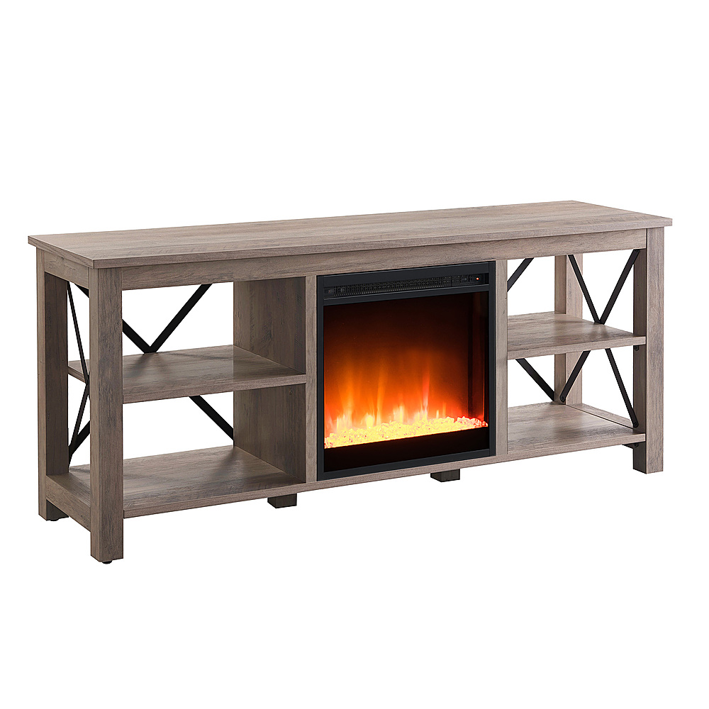 Angle View: Camden&Wells - Sawyer Crystal Fireplace TV Stand for TVs Up to 65" - Gray Oak