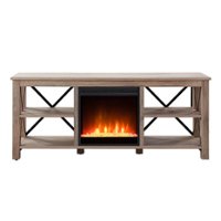 Camden&Wells - Sawyer Crystal Fireplace TV Stand for TVs Up to 65" - Gray Oak - Front_Zoom