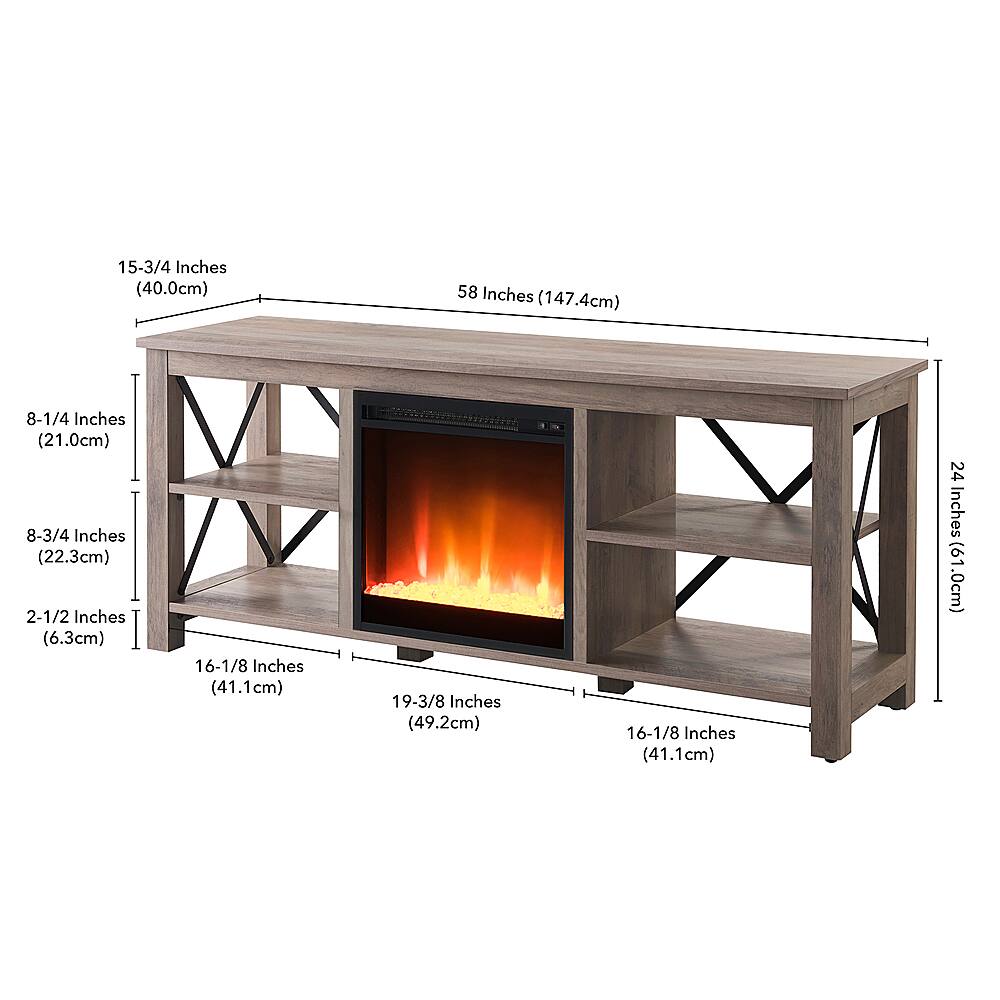 Alt View Zoom 11. Camden&Wells - Sawyer Crystal Fireplace TV Stand for TVs Up to 65" - Gray Oak.