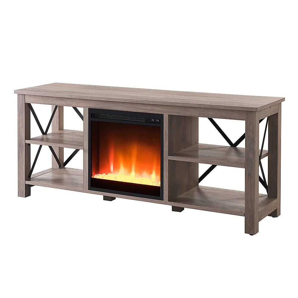 Alt View Zoom 13. Camden&Wells - Sawyer Crystal Fireplace TV Stand for TVs Up to 65" - Gray Oak.