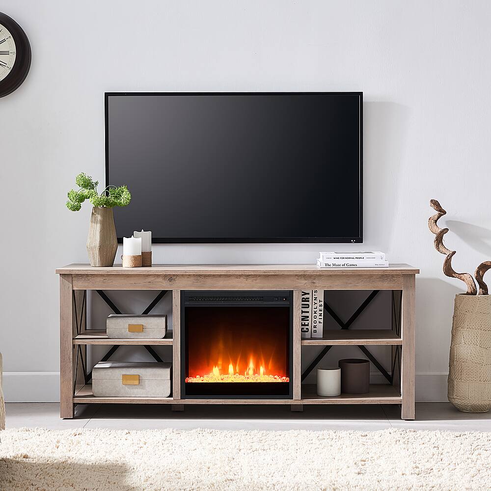 Alt View Zoom 18. Camden&Wells - Sawyer Crystal Fireplace TV Stand for TVs Up to 65" - Gray Oak.