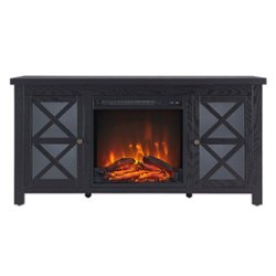 Camden&Wells - Colton Log Fireplace TV Stand for TVs Up to 55" - Black Grain - Front_Zoom
