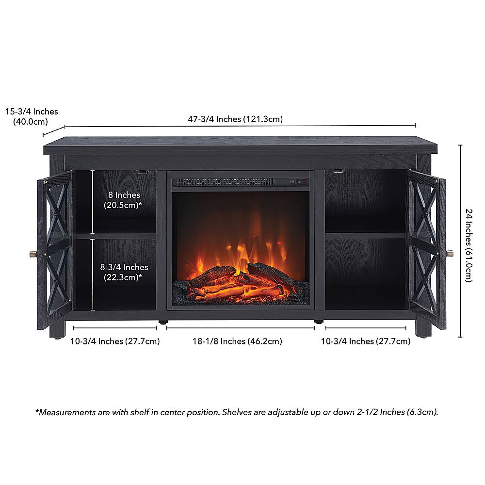 Alt View 11. Henn & Hart - Colton Log Fireplace TV Stand for TVs Up to 55" - Black Grain.