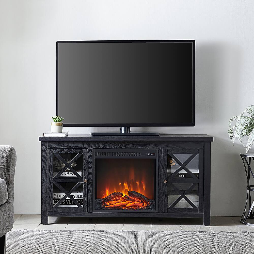 Alt View 16. Henn & Hart - Colton Log Fireplace TV Stand for TVs Up to 55" - Black Grain.