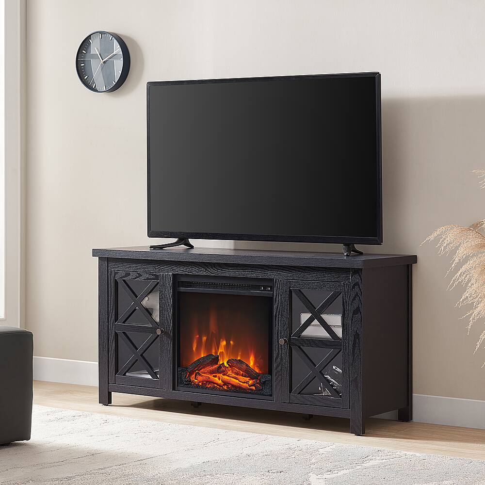 Alt View 35. Henn & Hart - Colton Log Fireplace TV Stand for TVs Up to 55" - Black Grain.