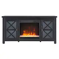 Unbranded - Colton Crystal Fireplace TV Stand for TVs Up to 55" - Black Grain - Front_Zoom