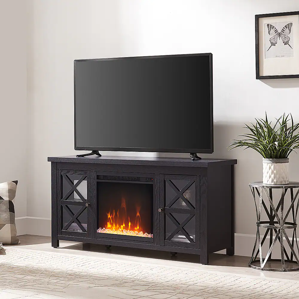 Alt View 35. Henn & Hart - Colton Crystal Fireplace TV Stand for TVs Up to 55" - Black Grain.