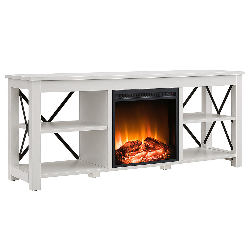 Angle View: Walker Edison - Farmhouse Fireplace TV Stand for TVs up to 65” - White oak