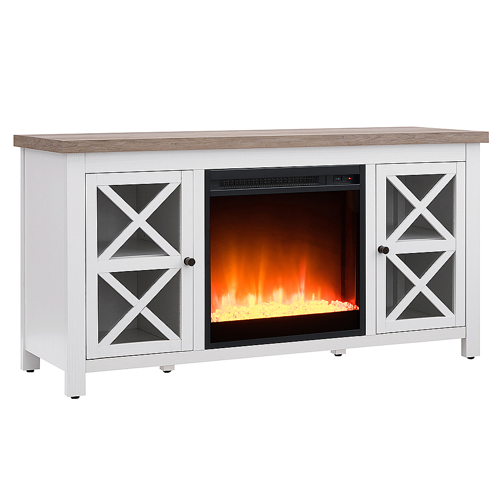 Angle View: Camden&Wells - Colton Crystal Fireplace TV Stand for TVs Up to 55" - White/Gray Oak