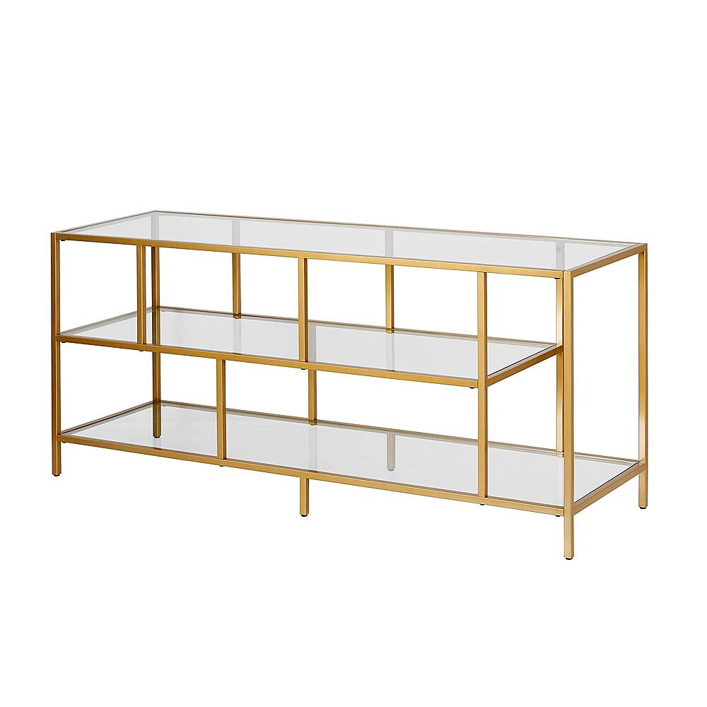 Angle. Hudson&Canal - Winthrop TV Stand for TVs Up to 60" - Brass/Glass.