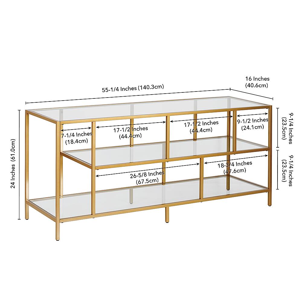 Alt View 11. Hudson&Canal - Winthrop TV Stand for TVs Up to 60" - Brass/Glass.