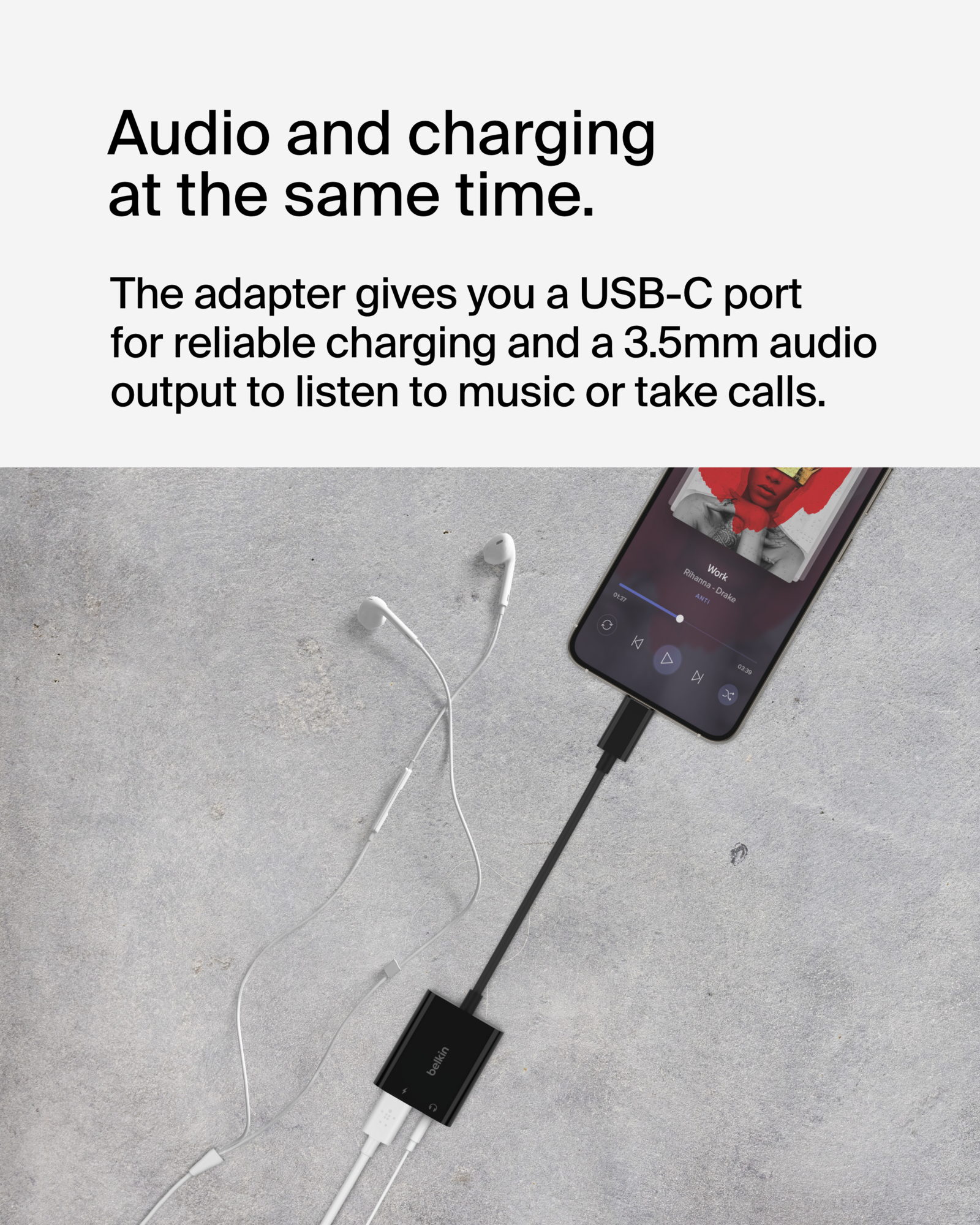 Belkin 3.5 mm Audio to USB-C Cable Black, Black