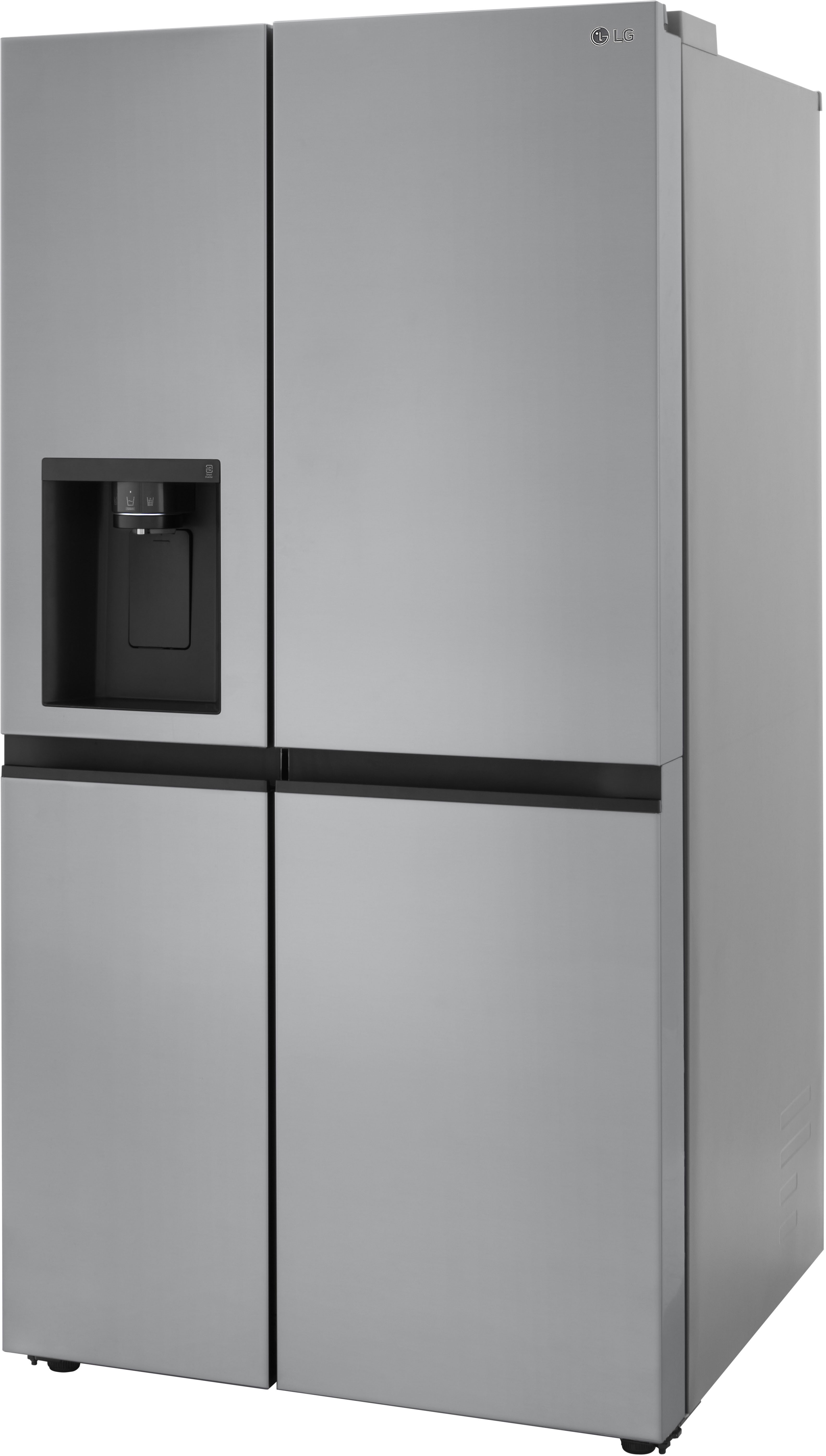 Angle View: LG - 23 Cu. Ft. Side-by-Side Counter-Depth Refrigerator with Smooth Touch Dispenser - Stainless steel