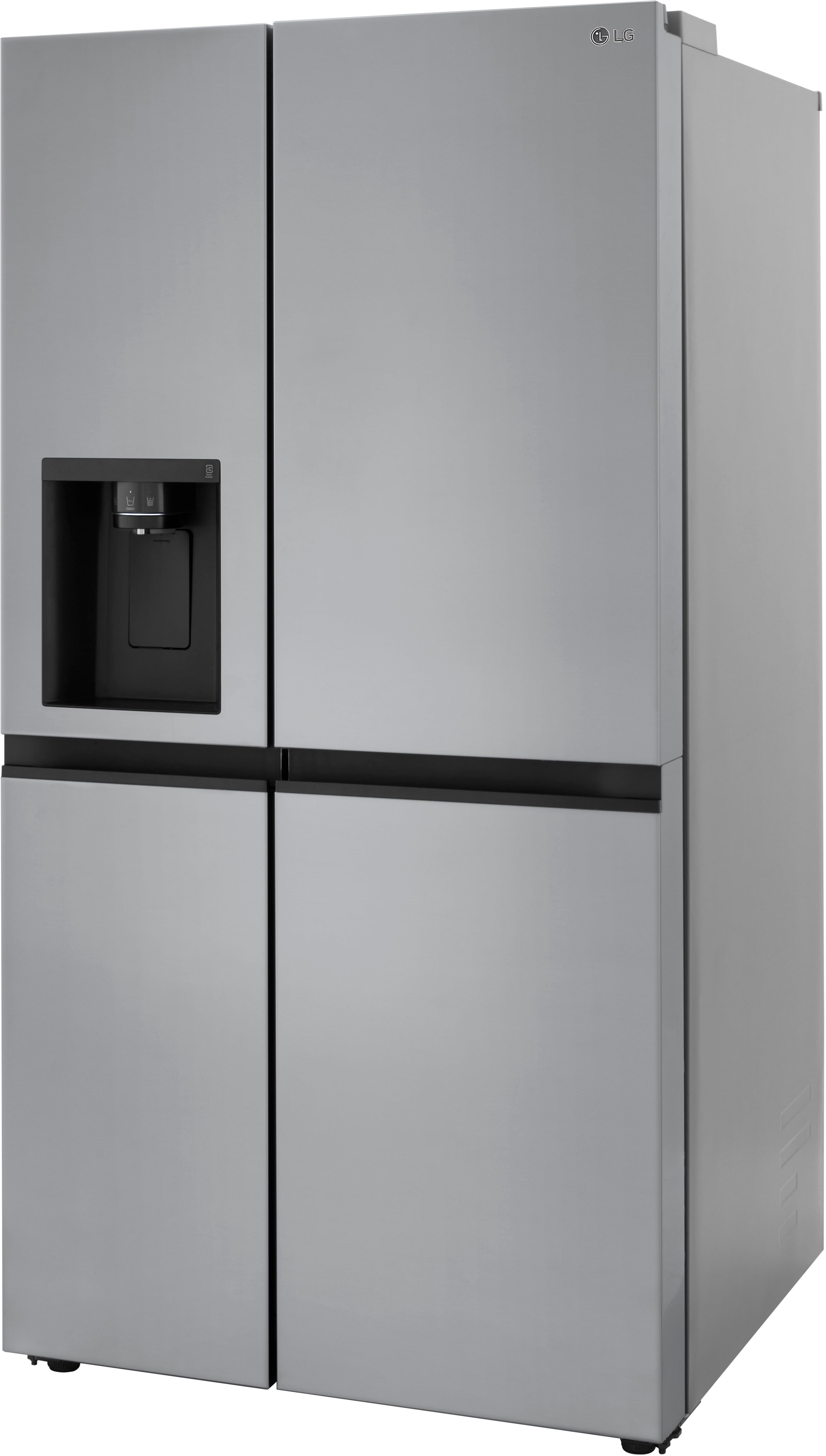 Angle. LG - 23 Cu. Ft. Side-by-Side Counter-Depth Refrigerator with Smooth Touch Dispenser - Stainless Steel.