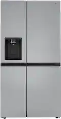 Front. LG - 23 Cu. Ft. Side-by-Side Counter-Depth Refrigerator with Smooth Touch Dispenser - Stainless Steel.