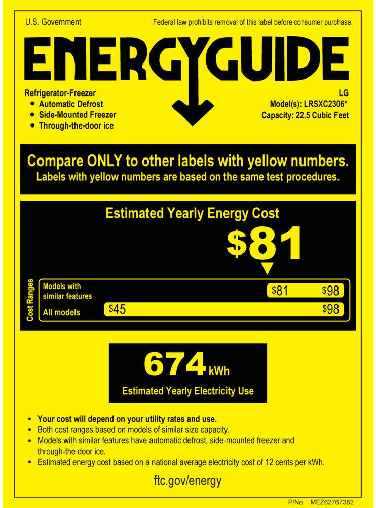 Alt View 26. LG - 23 Cu. Ft. Side-by-Side Counter-Depth Refrigerator with Smooth Touch Dispenser - Stainless Steel.