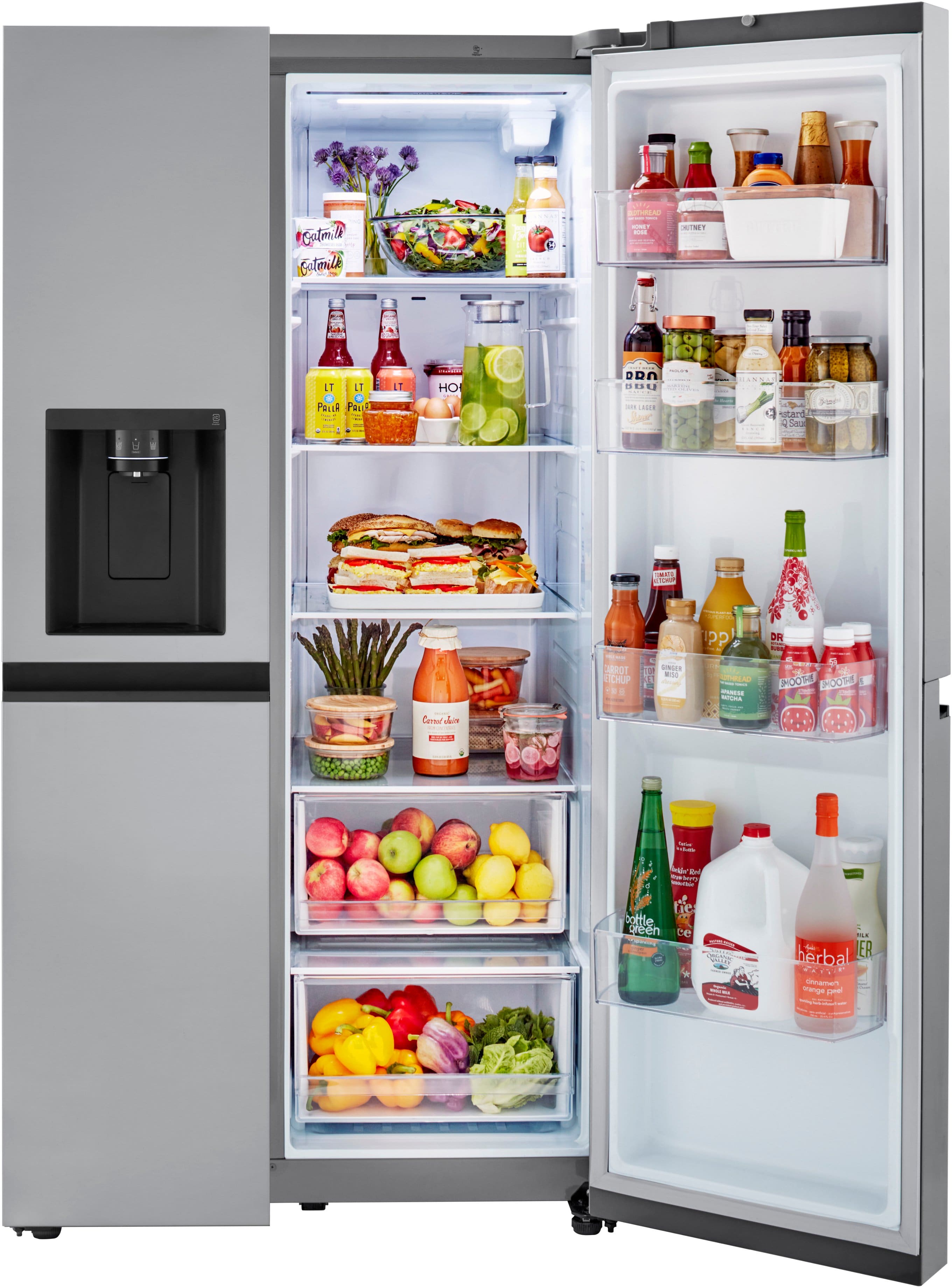 Alt View 5. LG - 23 Cu. Ft. Side-by-Side Counter-Depth Refrigerator with Smooth Touch Dispenser - Stainless Steel.