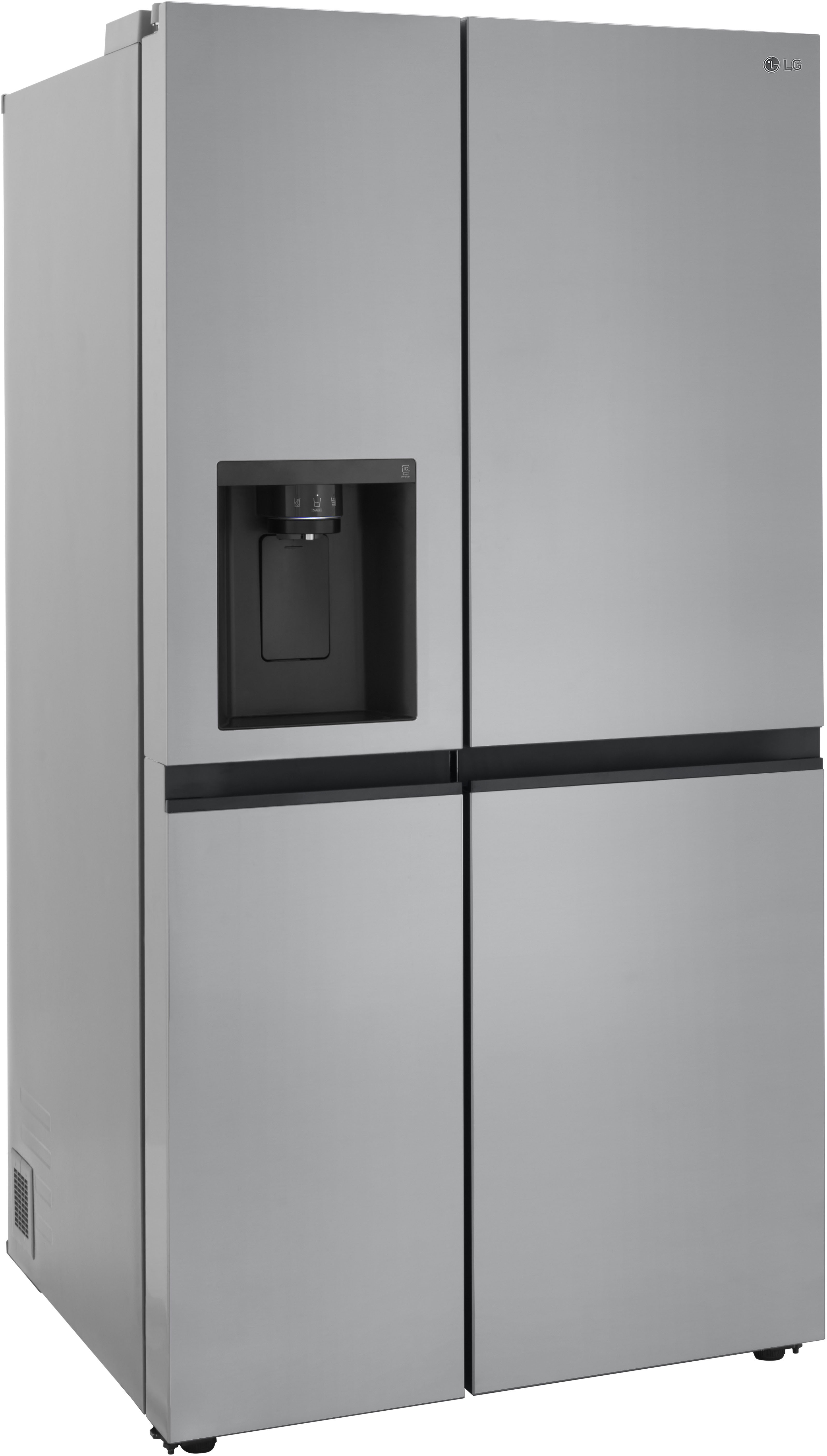 Left View: LG - 23 Cu. Ft. Side-by-Side Counter-Depth Refrigerator with Smooth Touch Dispenser - Stainless steel