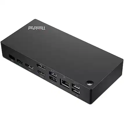 Front. Lenovo - ThinkPad Universal USB-C Dock - Black.