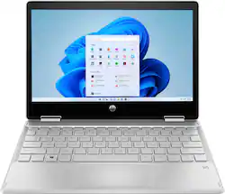 HP - Pavilion x360 2-in-1 11.6" Touch-Screen Laptop - Intel Pentium Silver - 4GB Memory - 128 SSD - Natural Silver - Front_Zoom