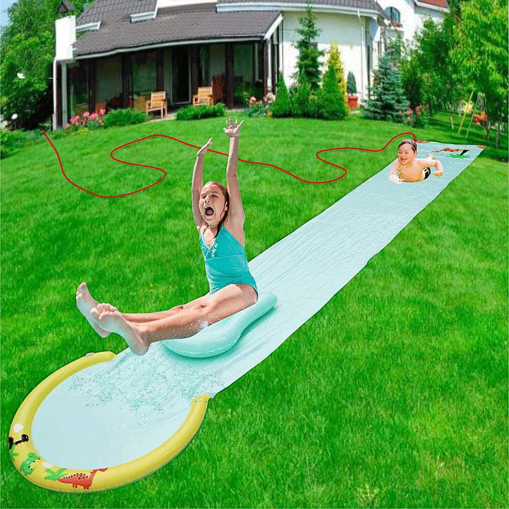 Alt View 12. Hoovy - 16 Foot Kids Backyard Water Splash Slip and Slide Toy with Bodyboard - Multi.