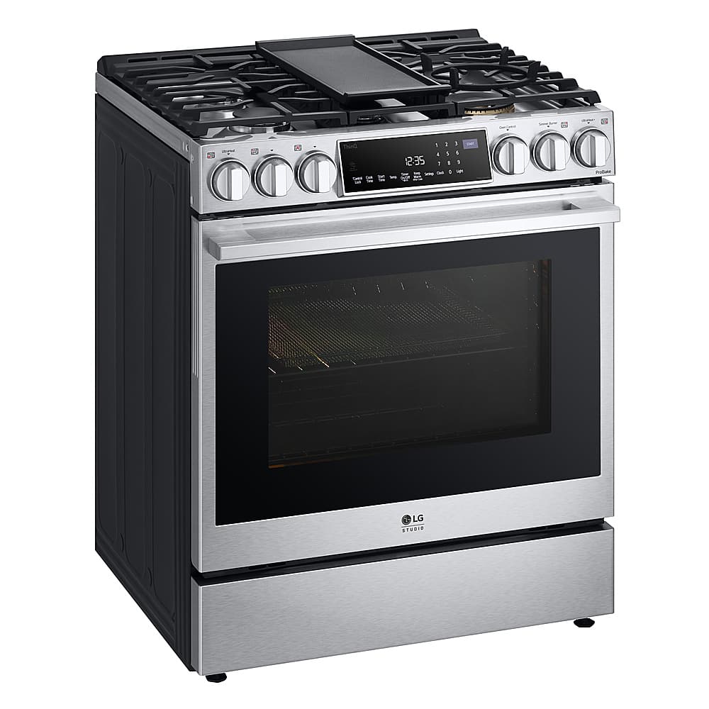 Angle. LG - STUDIO 6.3 Cu. Ft. Slide-In Gas True Convection Range with EasyClean and Sous Vide - Stainless Steel.