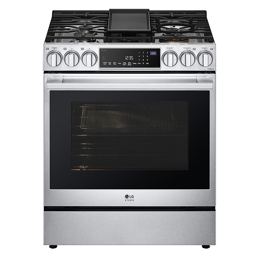 LG - STUDIO 6.3 Cu. Ft. Smart Slide-In Gas True Convection Range with EasyClean and Sous Vide - Stainless Steel - Front_Zoom