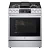 Front. LG - STUDIO 6.3 Cu. Ft. Slide-In Gas True Convection Range with EasyClean and Sous Vide - Stainless Steel.