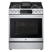 LG - STUDIO 6.3 Cu. Ft. Slide-In Gas True Convection Range with EasyClean and Sous Vide - Stainless Steel - Front_Zoom