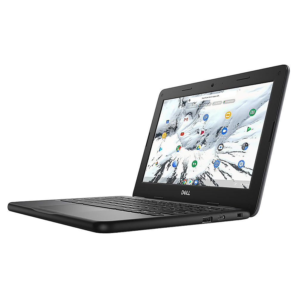 Left View: Dell - Chromebook 11 3000 11.6" Touch-Screen Chromebook - Intel Celeron - 4 GB Memory - 32 GB eMMC - Gray