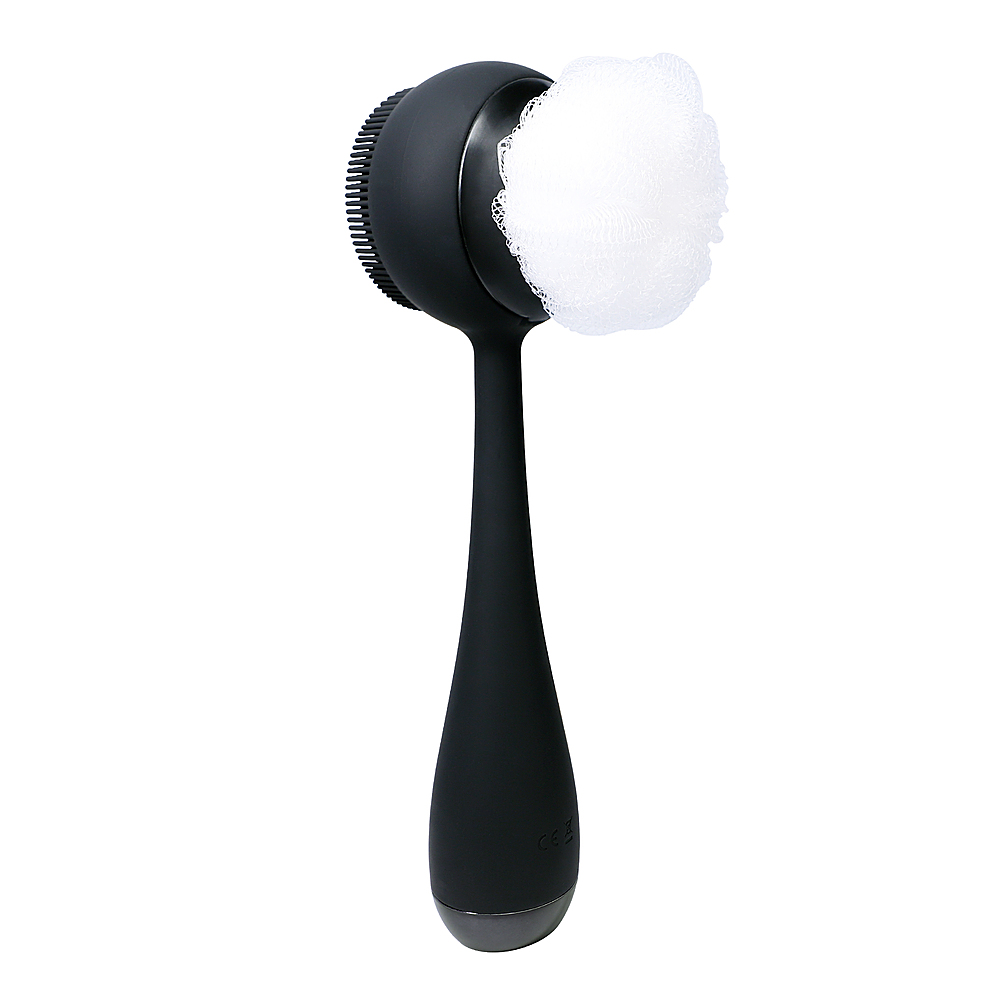 Left View: PMD Beauty - Silverscrub Silver-Infused Loofah Replacements - Black