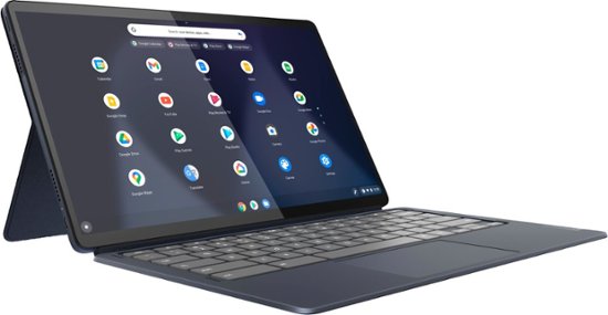 Angle Zoom. Lenovo - Chromebook Duet 5 - 13.3" OLED Touch Screen Tablet - 8GB Memory - 128GB SSD - with Keyboard - Abyss Blue.