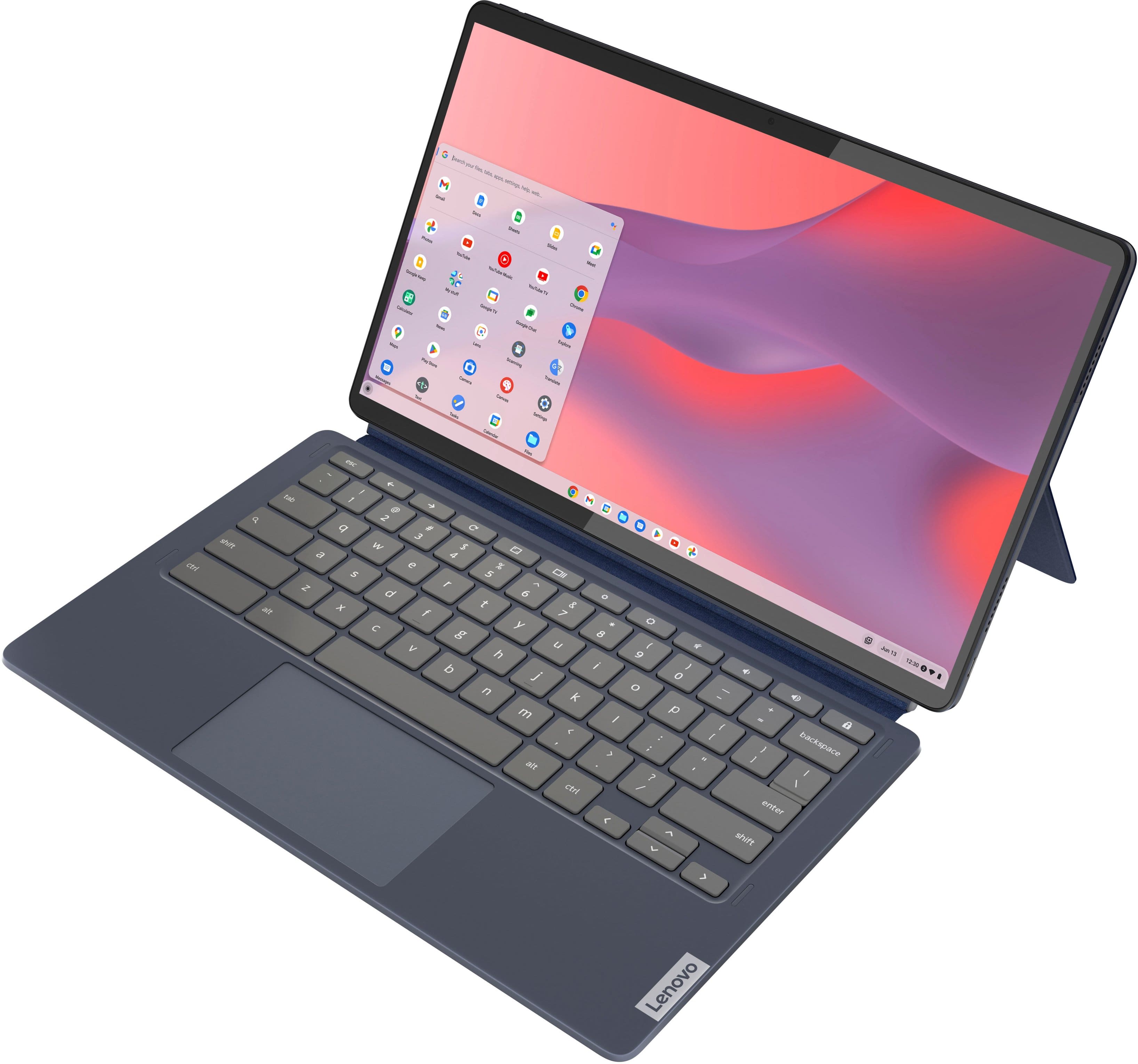 Alt View 7. Lenovo - IdeaPad Duet 5 Chromebook - 13.3" FHD Touchscreen 2-in-1 Tablet - Snapdragon 7cG2 - 8GB - 128GB eMMC - with Keyboard - Abyss Blue.