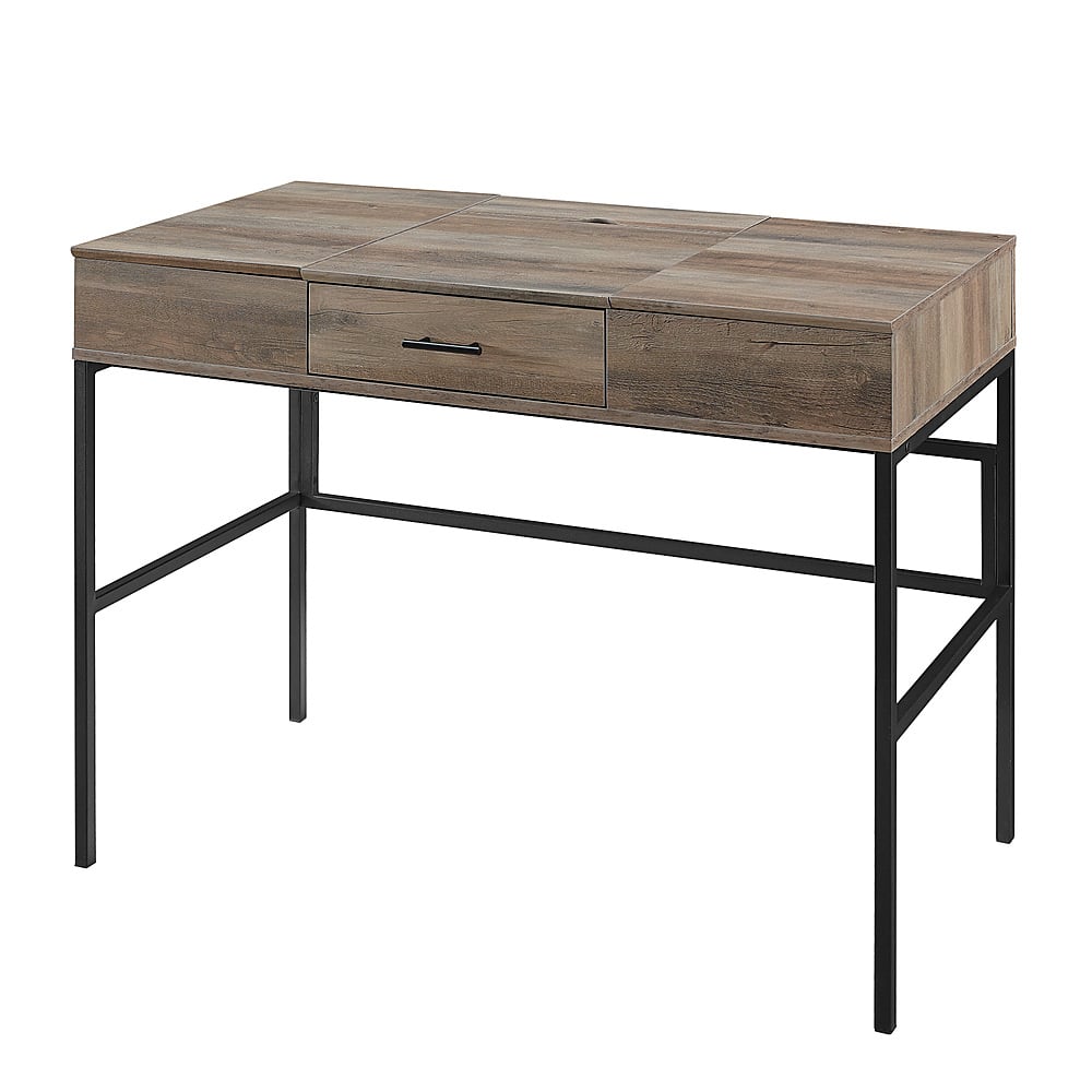 Angle View: Walker Edison - Contemporary 1-Drawer Desk with Lift-Top Storage - Grey Wash